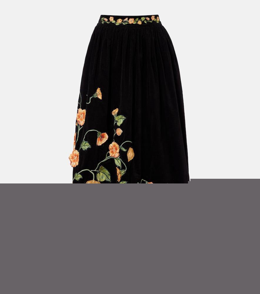 agua by agua bendita tangelo embroidered cotton-blend maxi skirt