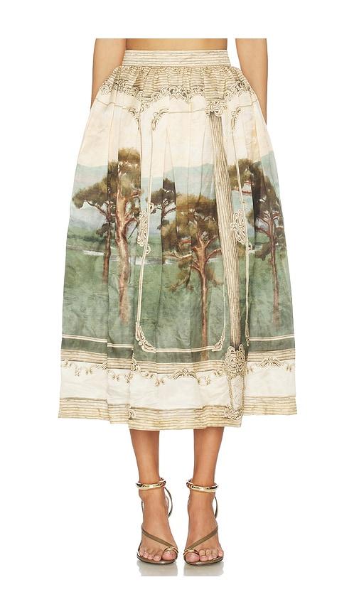 agua by agua bendita tangelo paraiso midi skirt in beige,green. - size l (also in xs, s, m, xl)