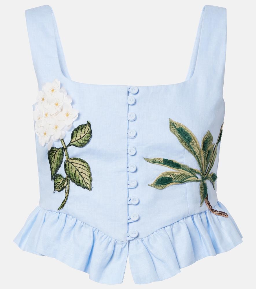 agua by agua bendita x andrea wild eslabón linen crop top