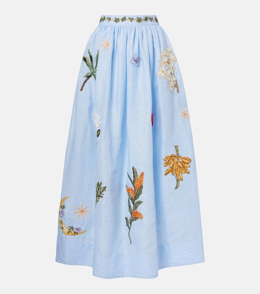 agua by agua bendita x andrea wild tangelo linen maxi skirt