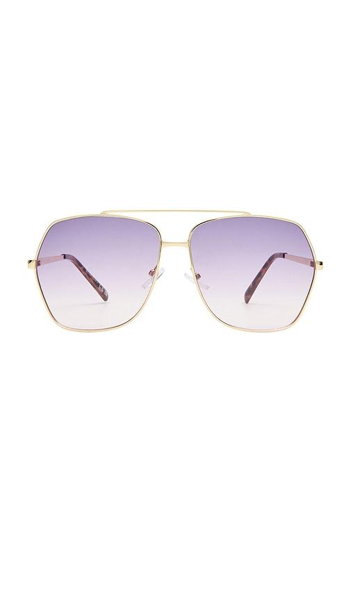 aire celestine sunglass in metallic gold.