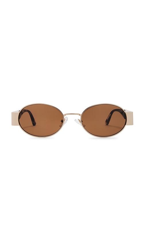 aire mars satin gold & charcoal tort in metallic gold.