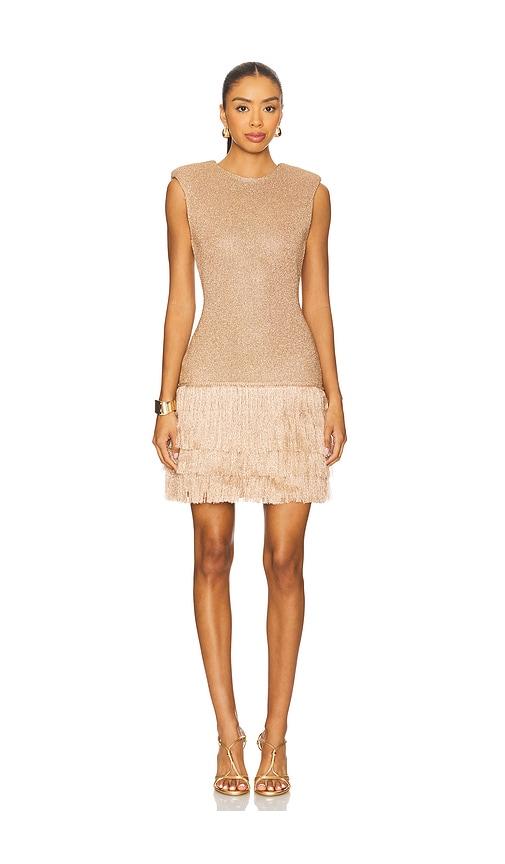 aje breeze kint mini dress in metallic gold. - size m (also in s)
