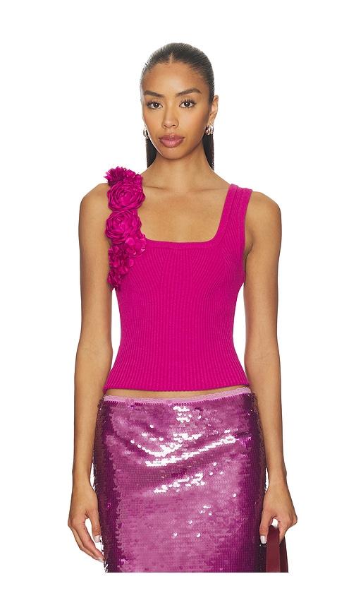 aje emmy flower knit tank top in fuchsia. - size s (also in xs)