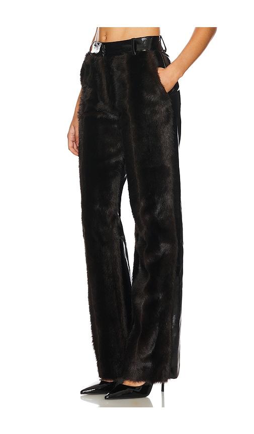 aknvas barberini faux fur pant in black. - size 2 (also in 8)