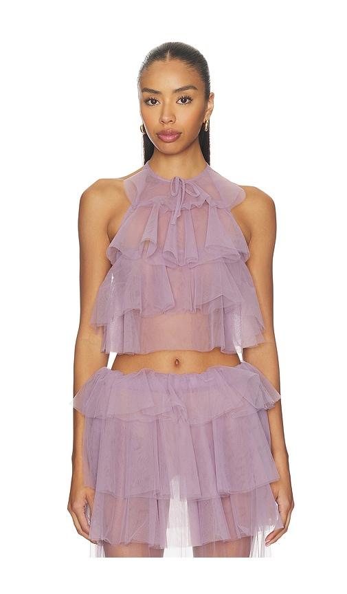 aknvas bodil tulle ruffle top in lavender. - size m (also in xs, s)
