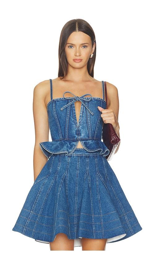 aknvas carmi denim top in blue. - size 0 (also in 4, 8, 12)