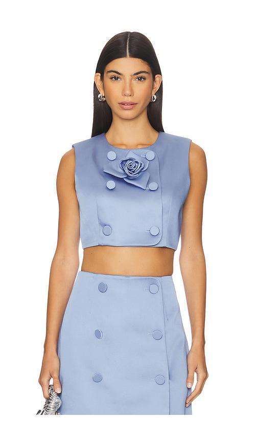 aknvas edie dutchess satin top in blue. - size 10 (also in 4)