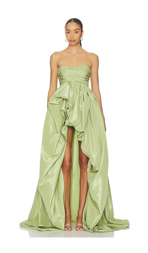 aknvas evy taffeta gown in sage. - size 0 (also in 2)