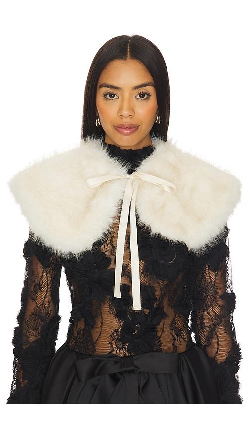 aknvas faux fur collar in white.