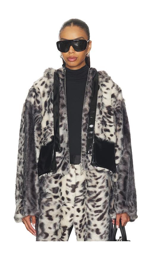 aknvas hesse faux fur leopard jacket in black. - size l (also in xs, m, xl)