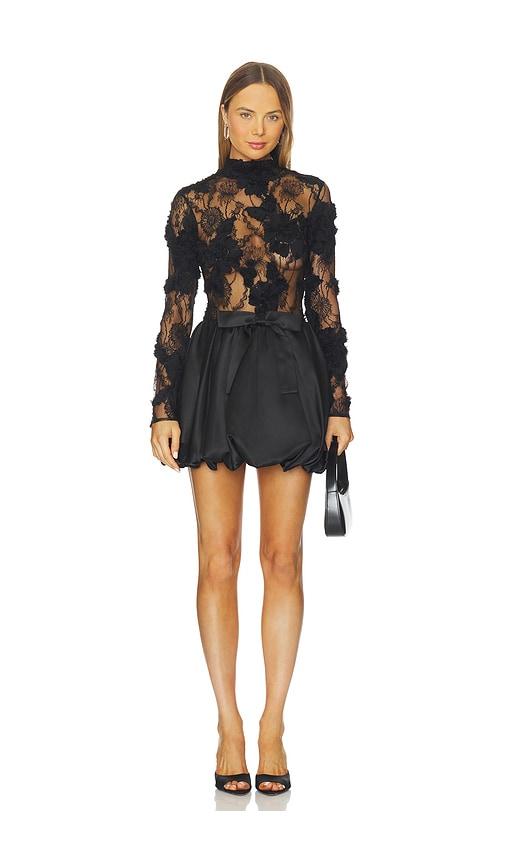 aknvas jette black cocktail dress lace and bubble skirt in black. - size 0 (also in 2, 6, 10)