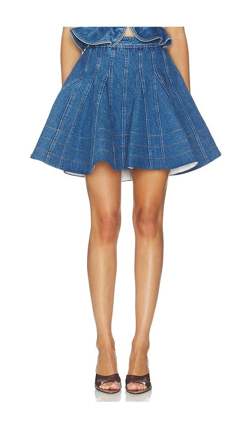 aknvas kalle godet denim skirt in blue. - size 2 (also in 4)
