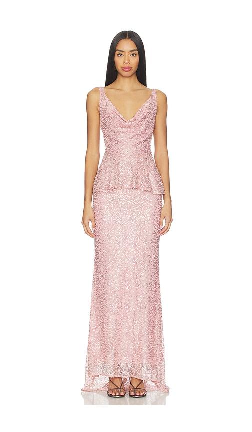 aknvas klara beaded gown in pink. - size 12 (also in 2, 4)