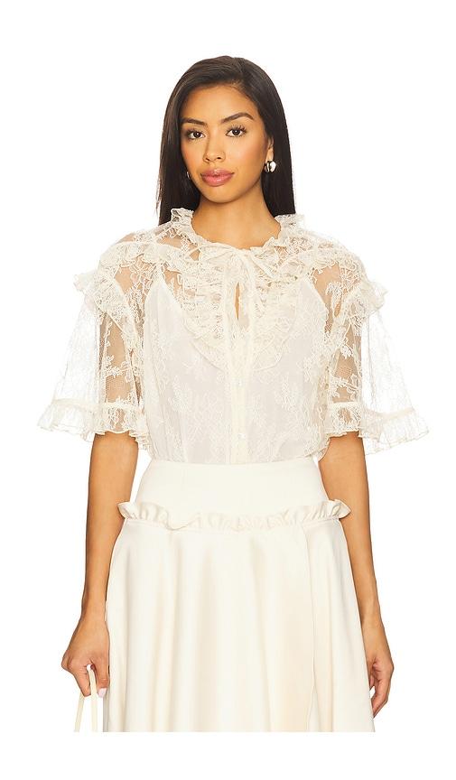 aknvas kyra lace top with detachable cami in cream. - size l (also in m)