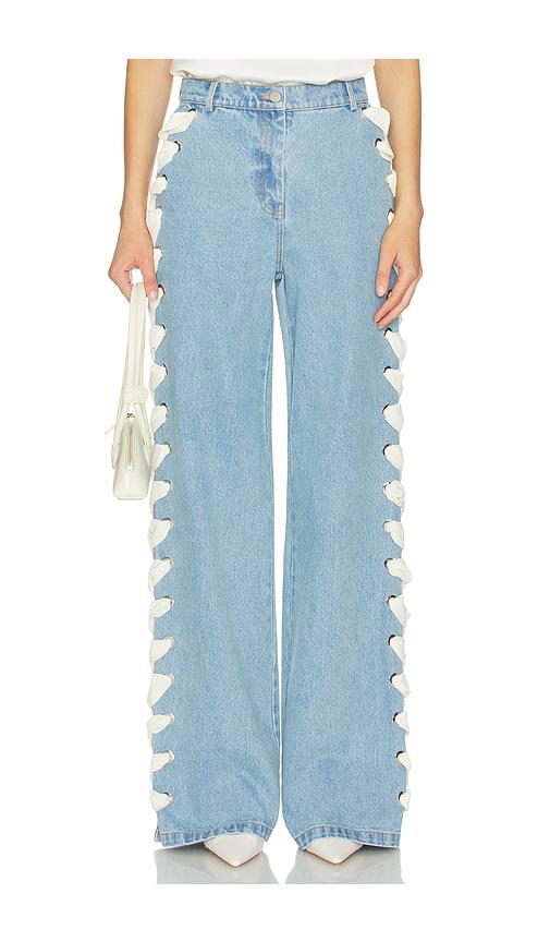 aknvas lyd laced denim trouser in blue. - size 10 (also in 12, 8)