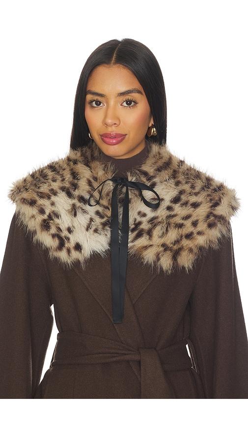 aknvas lynx faux fur collar in brown.