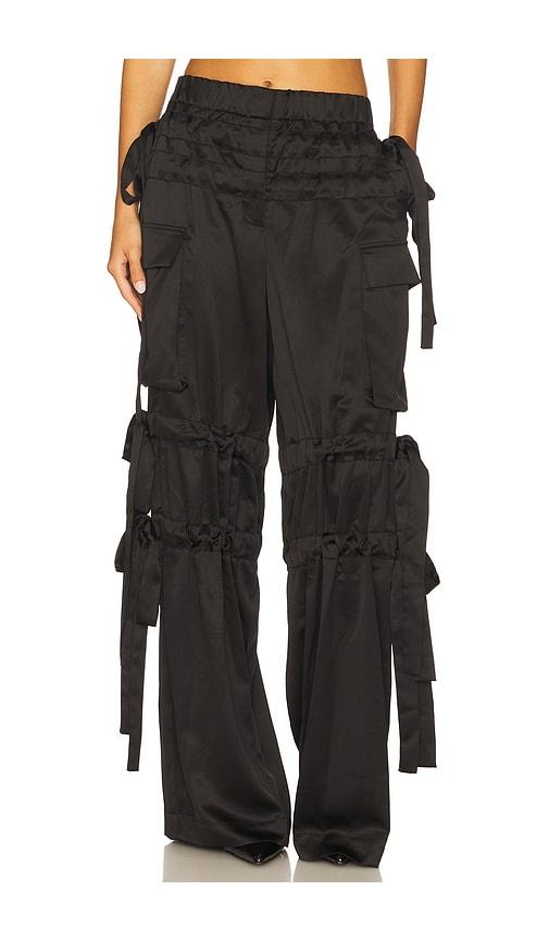 aknvas odin tie trousers in black. - size 12 (also in 4)