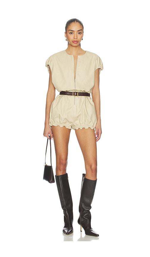 aknvas rayne canvas cocoon onesie in tan. - size l (also in xs)