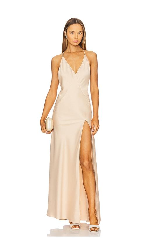 aknvas x revolve kerri gown in nude. - size 12 (also in 6)