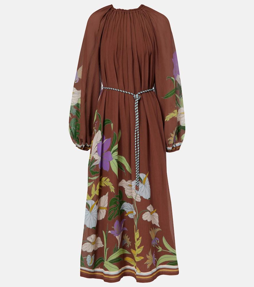 alémais alfie gathered cotton and silk midi dress