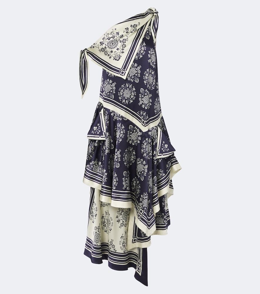 alémais banderra asymmetric floral silk midi dress