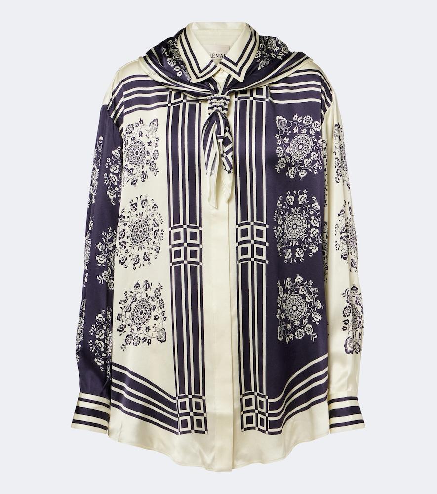 alémais banderra scarf-detail printed silk shirt