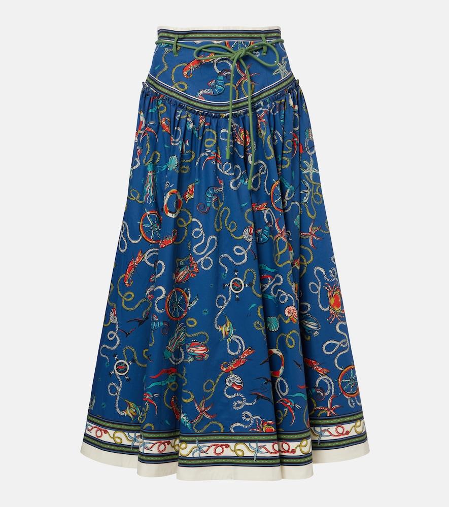 alémais cove printed cotton midi skirt