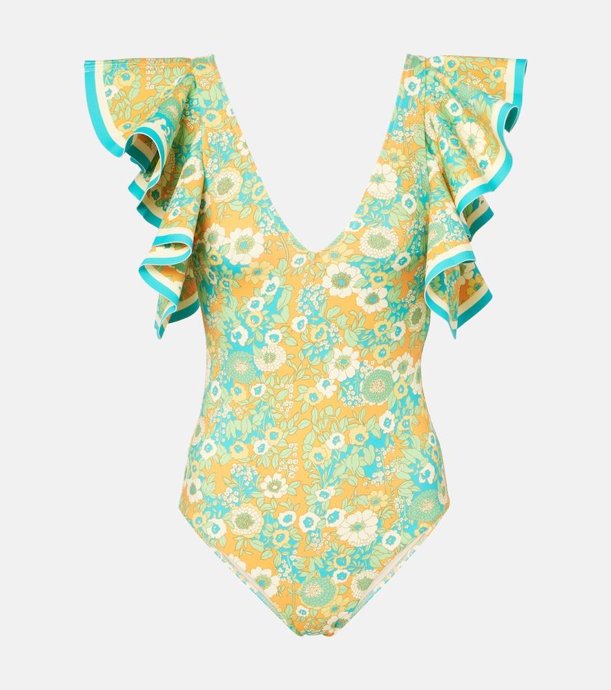 alémais cristina ruffled printed swimsuit