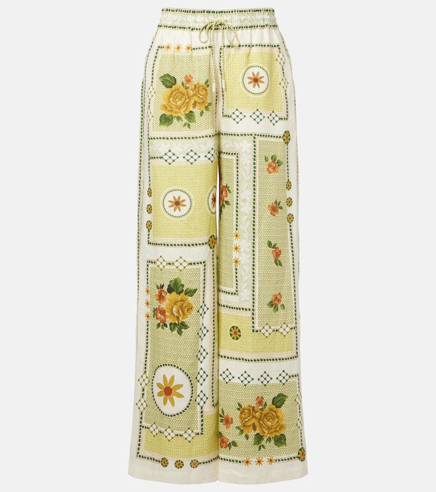alémais dixie printed linen wide-leg pants
