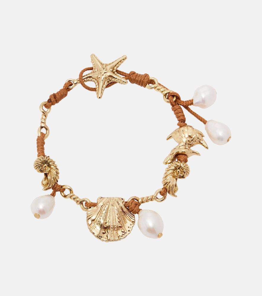 alémais faux pearl embellished charm bracelet