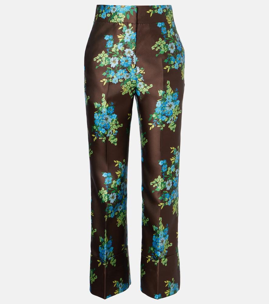 alémais floral cropped satin flared pants