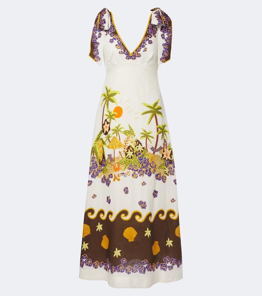 alémais island cove linen midi dress