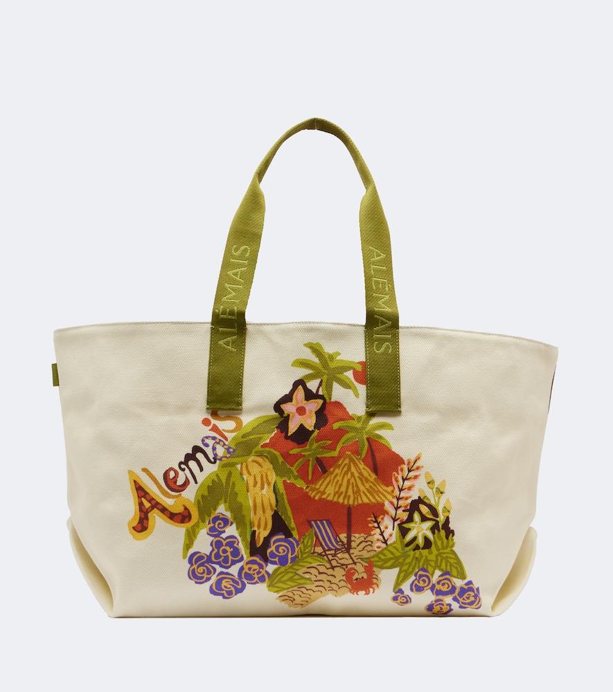 alémais island cove printed cotton canvas tote bag