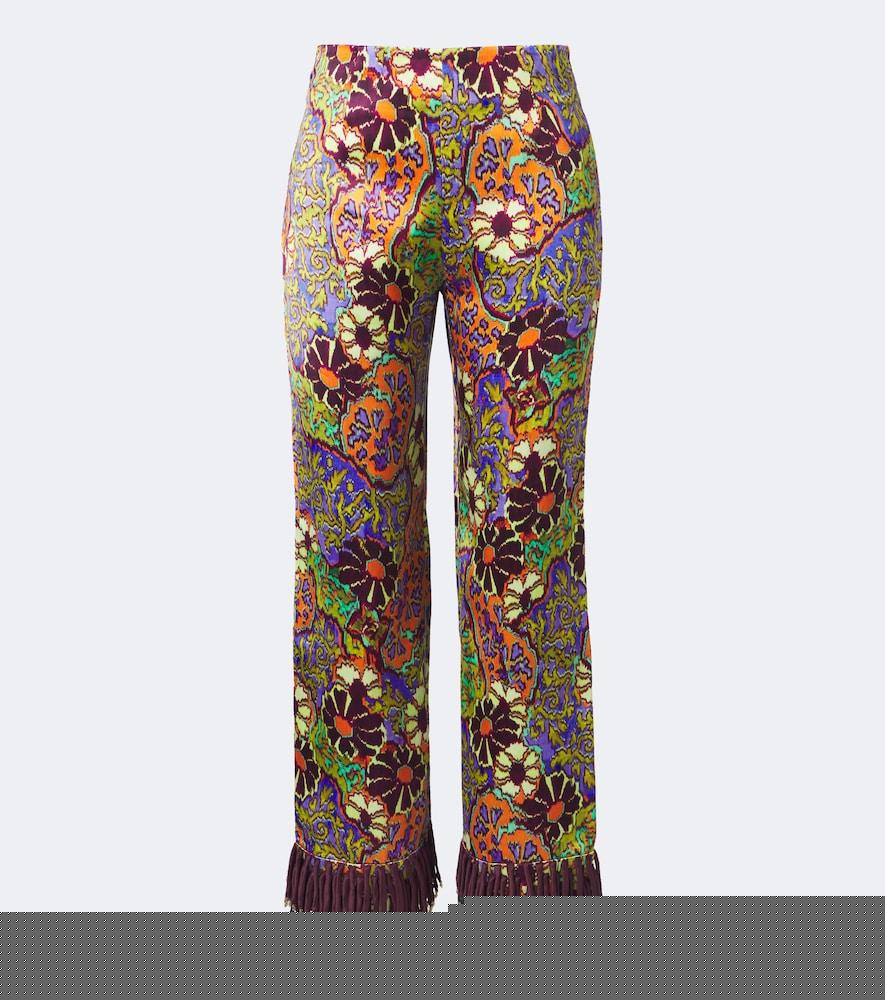 alémais joanna fringed printed wide-leg pants
