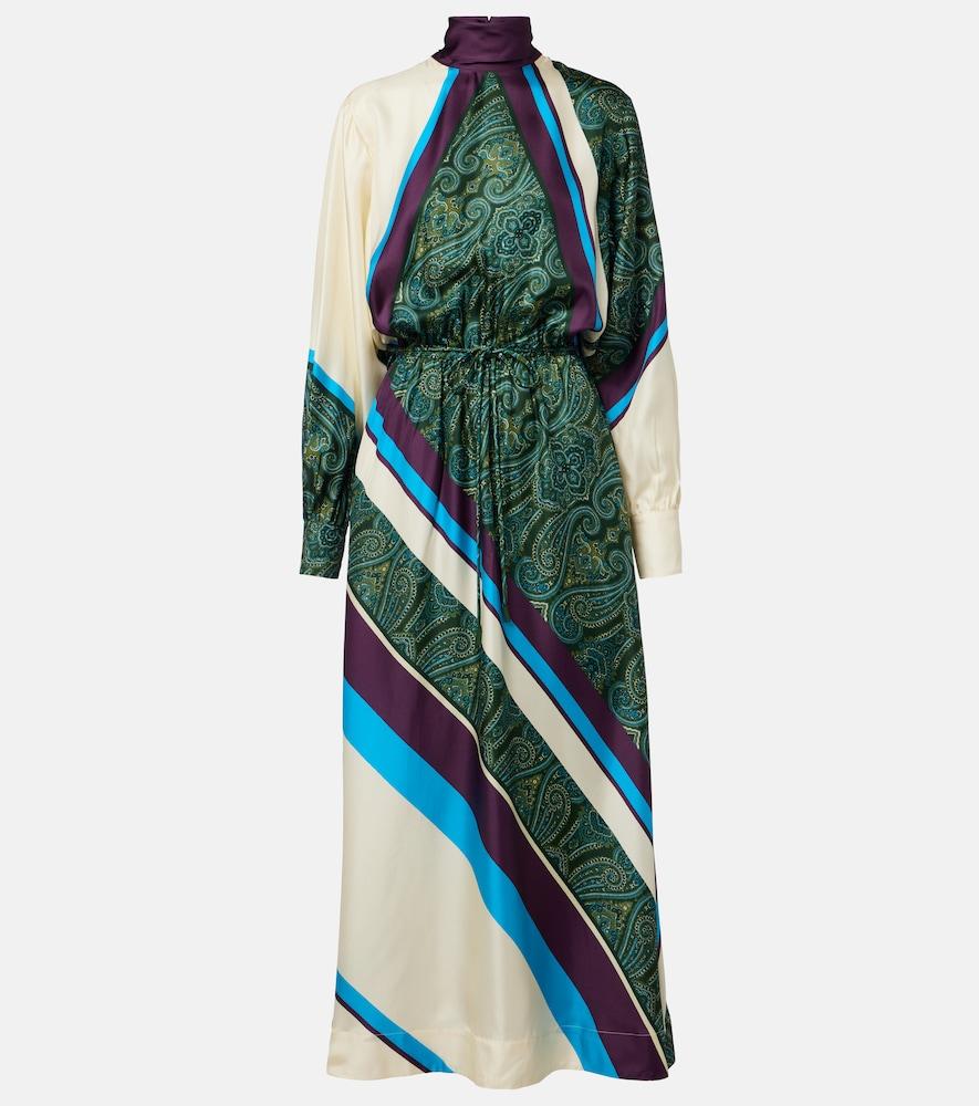 alémais joni printed silk midi dress