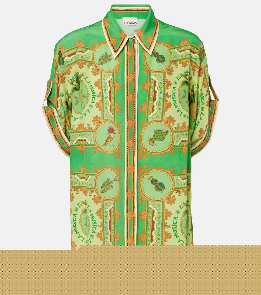 alémais la musica printed silk shirt