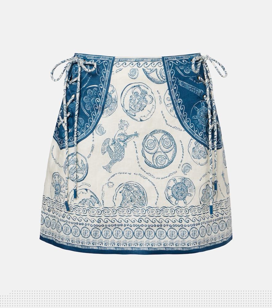 alémais lucky printed linen miniskirt
