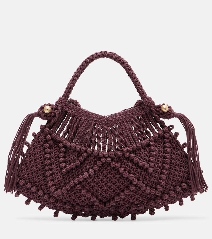 alémais macrame small top-handle bag