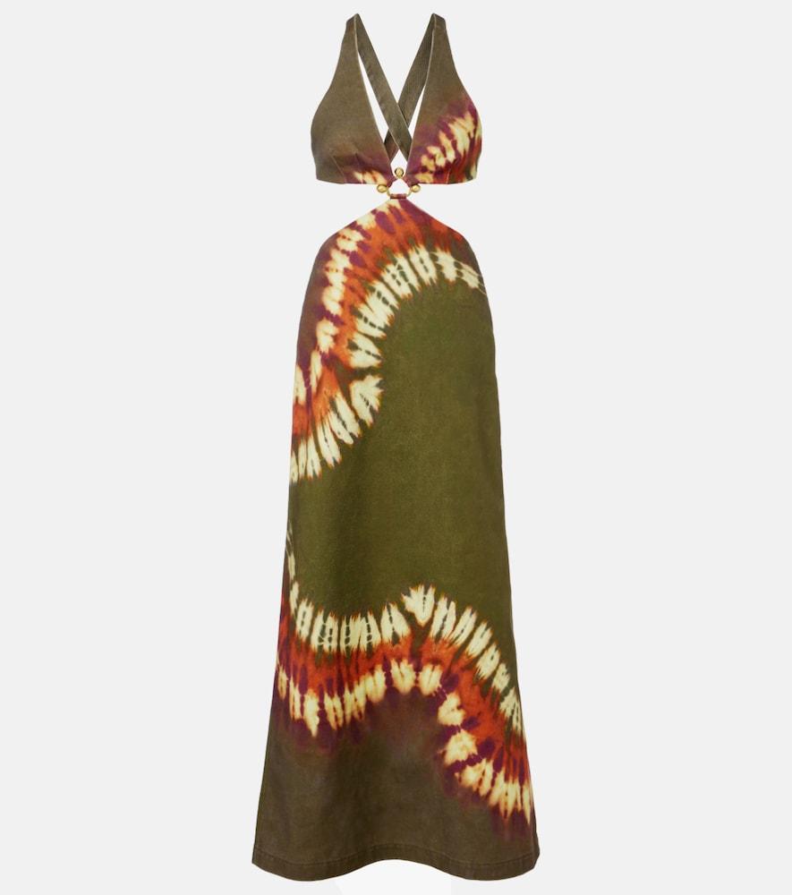 alémais marilyn dyed denim midi dress