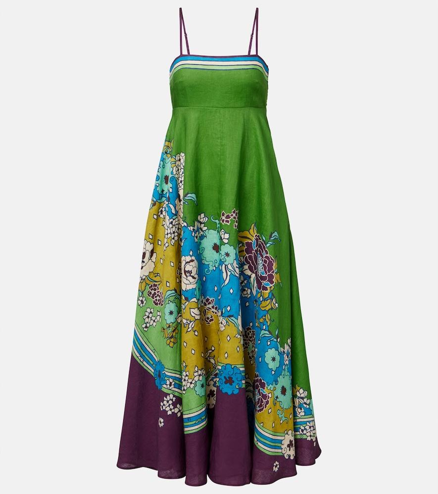 alémais nanci printed linen midi dress
