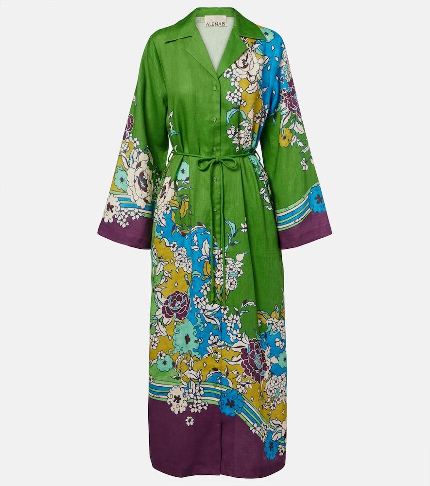 alémais nanci printed linen shirt dress