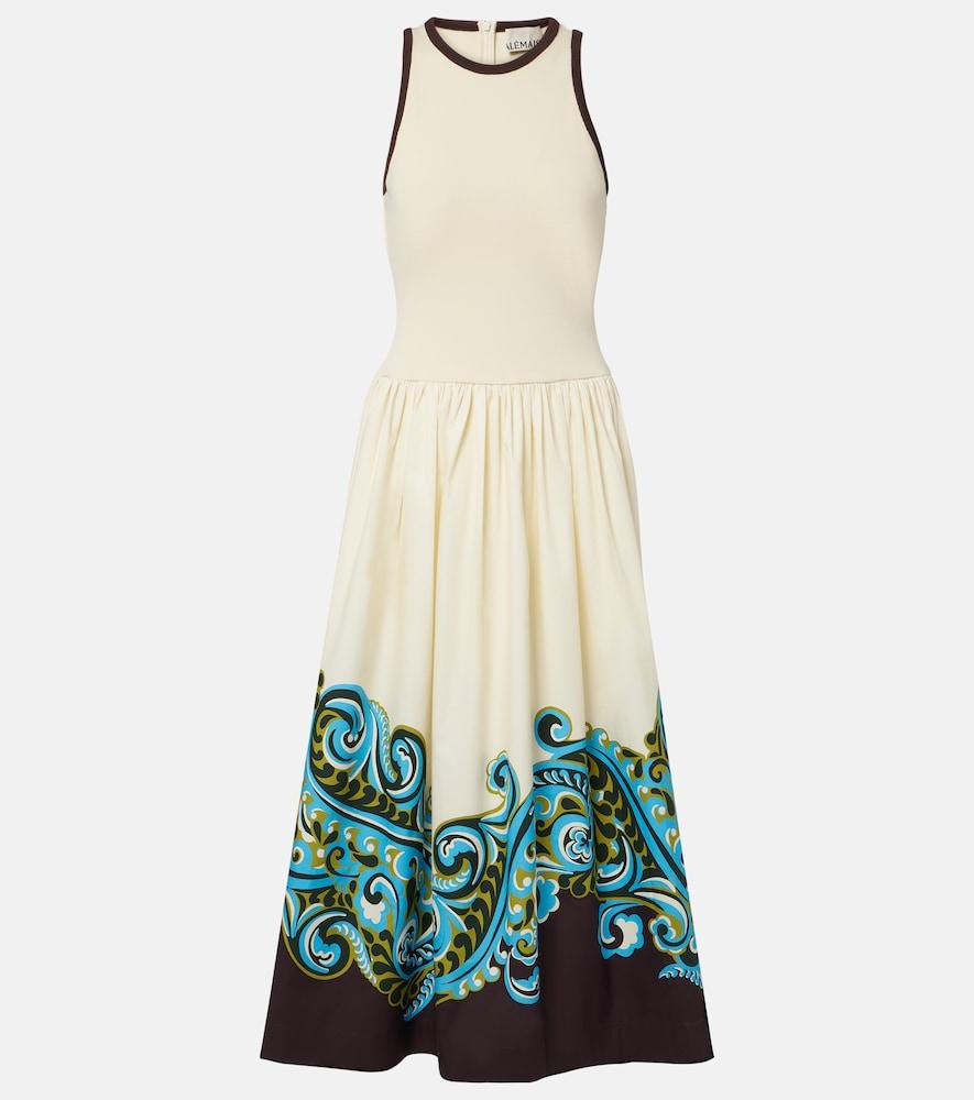 alémais natalia printed cotton midi dress
