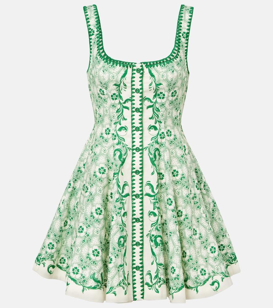 alémais olive printed linen and cotton minidress