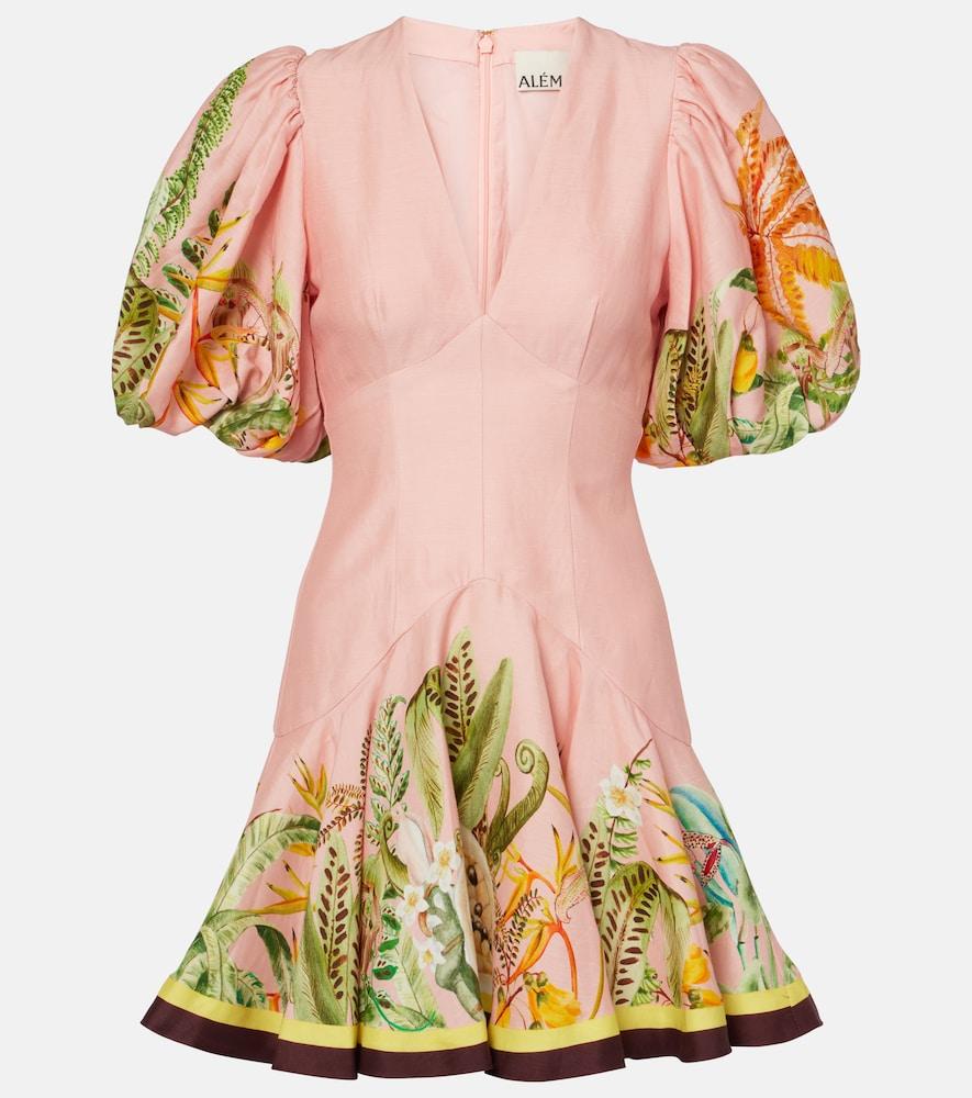 alémais papaya linen-blend minidress