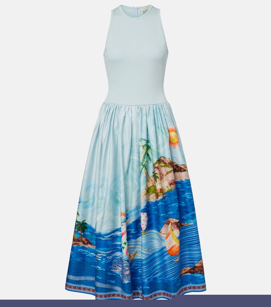 alémais printed cotton midi dress