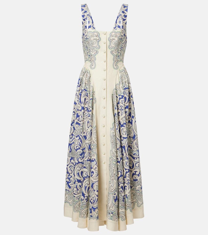 alémais printed linen-blend dress