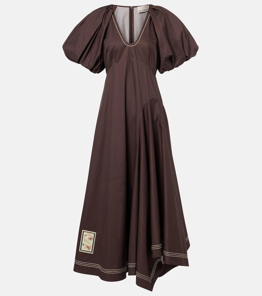 alémais puff-sleeve cotton maxi dress
