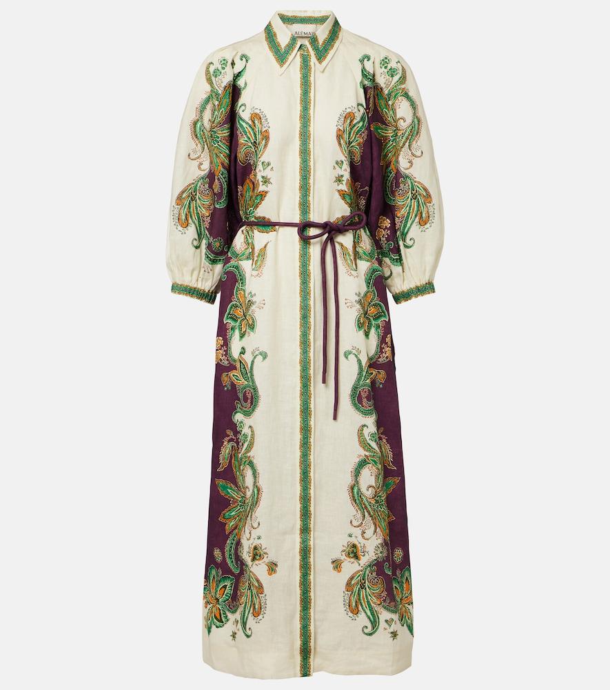 alémais ruthie printed linen shirt dress