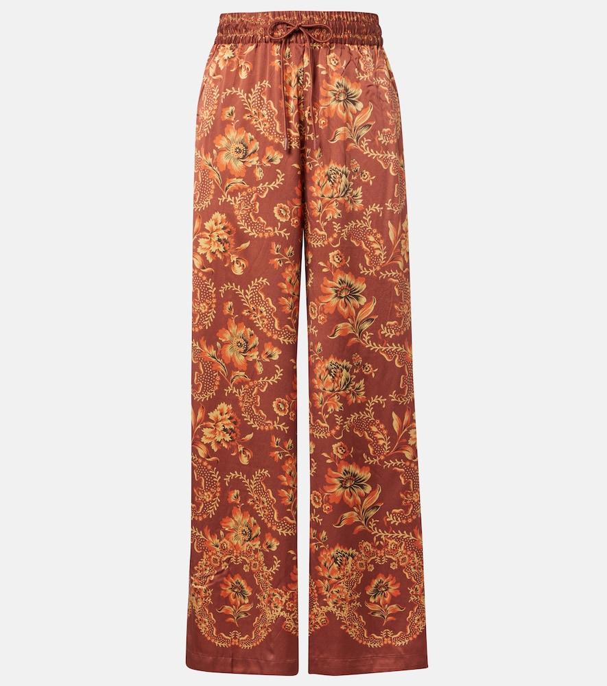 alémais seraphina printed silk wide-leg pants